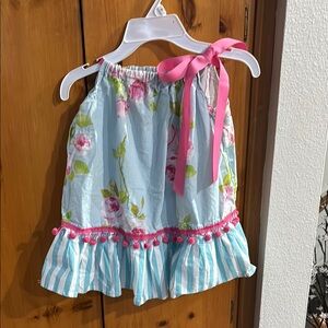 Floral and Striped Dress with Pink Accents